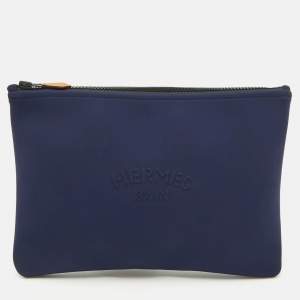 Pre Owned Hermes Bleu Marine Neoprene Medium Neobain Case 