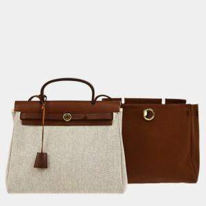 Hermes Brown Brown and Toile H Herbag PM  Bag