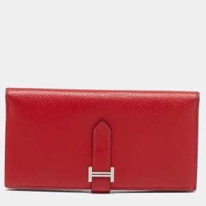 Hermes Rouge Vif Epsom Leather Bearn Gusset Wallet
