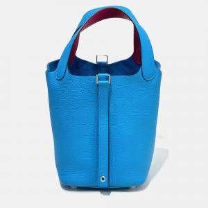 Hermes Blue Leather Picotin 18 Shoulder Bag