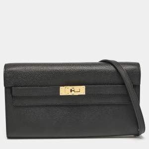 Hermès Noir Epsom Leather Kelly To Go Wallet
