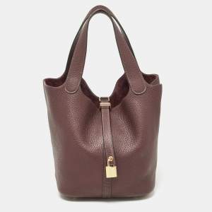 Pre Owned Hermès Rouge Sellier Taurillon Clemence Leather Picotin Lock 22 Bag