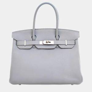 Hermes Bleu Glacier Togo Leather Birkin 30 Bag
