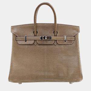Hermes Ficelle Lizard Leather Birkin 25 Bag