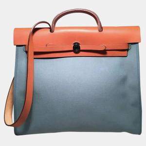 Hermes Blue Canvas Toile Herbag Tote