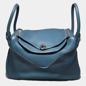 Hermes Blue Jean Clemence Leather Lindy Bag