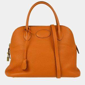 Hermes Orange Taurillon Clemence Leather Bolide 31 Handbag