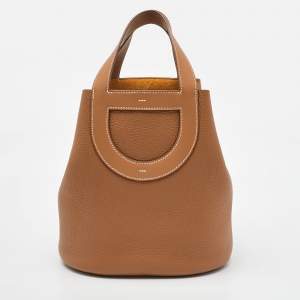 Pre Owned Hermès Gold Taurillon Clemence and Swift Leather In The Loop 23 Bag