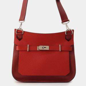 Hermes Bicolor Rouge Casaque/Rouge H Taurillon Clemence Jypsiere 31 Bag