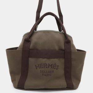 Hermes Groom Khaki/Fu Canvas Leather  Sac De Pansage Bag