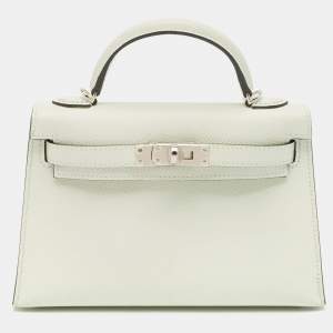 Hermès Vert Fizz Epsom Leather Palladium Finish Mini Kelly II Sellier 20 Bag