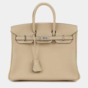Hermes Beige Swift Leather Birkin 25 Bag