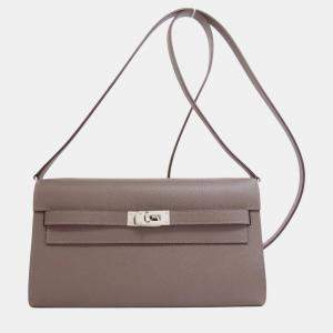 Hermes Gray Epsom Leather Kelly To Go Long Wallet