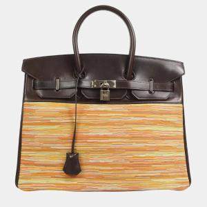 Hermes Chocolate Swift Vibrato Retourne Birkin 35  Handbag 