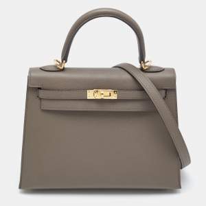 Hermes Etain Epsom Leather Gold Finish Kelly Sellier 25 Bag