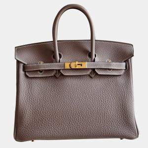 Hermes Etoupe Elephant Grey Togo Leather Birkin 25 bag
