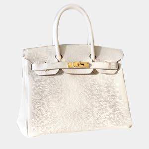 Hermes Mushroom Togo Leather Gold Finish Birkin 30 Bag 