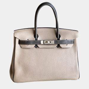 Hermes Etoupe Grey & Graphite Grey Leather Birkin 30 Tote Bag