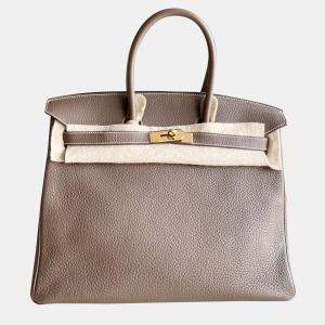 Hermes Brown Tone Togo Leather Birkin 35 Tote Bag