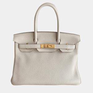Hermes Ivory Tone Togo Leather Gold Finished Birkin 30 