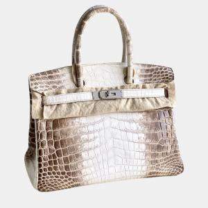 Hermes White Matte Niloticus Crocodile Himalaya Birkin 30 Handbag