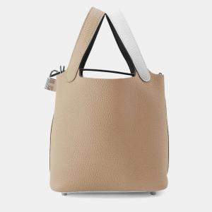Hermes Picotin Lock Casaque 2 Beige Marfa/New White/Macassar Taurillon Clemence 18