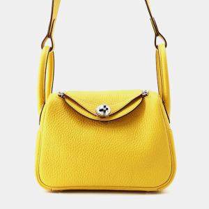 Hermes Sun Taurillon Clemence Leather Lindy Mini Shoulder Bag