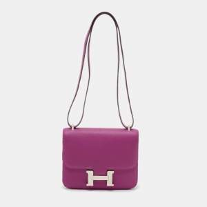 Hermes Rose Pourpre Epsom Leather Palladium Finish Constance 18 Mini Bag