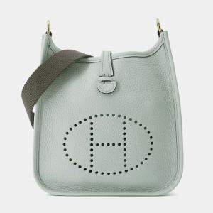 Hermes Blue Pale/Etain Taurillon Clemence TPM Evelyne Amazon Bag