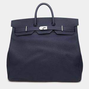Hermes Blue Nuit Togo Leather HAC Brikin 50 Handbag
