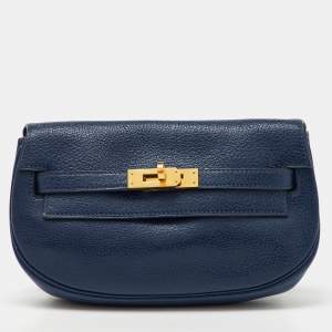 Hermes Bleu Marine Chèvre Leather Kelly Banana Belt Bag