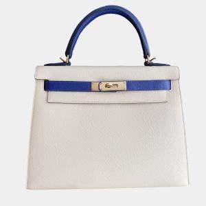 Hermes Bicolor Leather Kelly 28 Top Handle Bag