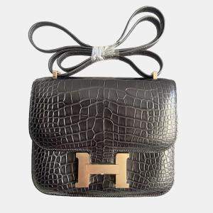 Pre Owned Hermes lack Matte Crocodile Constance 19 Bag