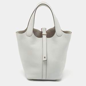 Hermès Bleu Pale Taurillon Clemence Leather Picotin Lock 18 Bag