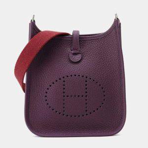 Hermes Cassis/Rouge Grenat Taurillon Clemence Evelyne Amazon TPM Shoulder Bag