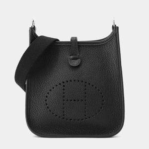 Hermes Black Taurillon Clemence Evelyne Amazon TPM Shoulder Bag
