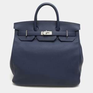 Hermes Blue de Prusse Togo Leather Palladium Finish HAC Birkin 40 Bag