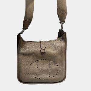 Hermes Etoupe Clemence Leather Evelyne 29 Crossbody Bag