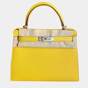 Hermes Naples Yellow Epsom Leather Kelly 28 Top Handle Bag