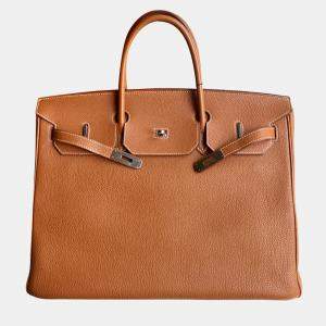 Hermes Gold Clemence Leather Birkin 40 Top Handle Bag