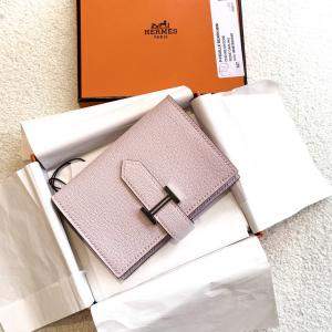 Hermes Sakura Pink Leather Bearn Compact Wallet 