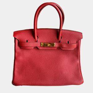 Hermes Red Togo Leather Birkin 30 Bag