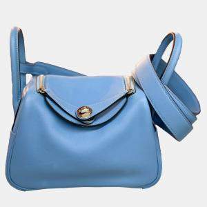 Hermes Mini Lindy Northern Blue Swift Leather Silver Hardware bag