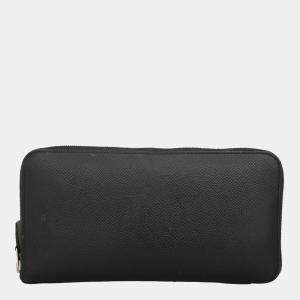 Hermes Black Leather Zipped Long Wallet
