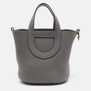 Hermes Gris Meyer Taurillon Clemence and Swift Leather In The Loop 18 Bag