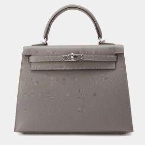 Hermes Gris Meyer Epsom Leather Kelly 25 Shoulder Bag  