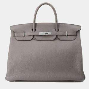  Hermes Etain Togo Leather Birkin 40 Tote Bag