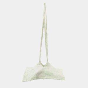 Hermes White Green Tassel Silk Agneau Milo Lime Petit H Shoulder Drawstring Bag 