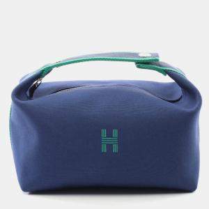 Hermes Pouch Canvas Marine Green Bride-a-Brac PM Handbag