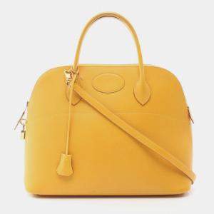 Hermes Jaune Courchevel Bolide 35 Shoulder Handbag  